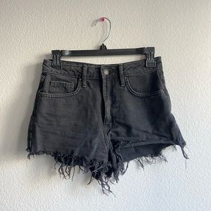 Black frayed shorts